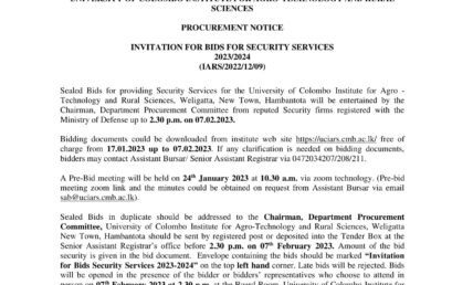 INVITATION FOR BIDS FOR SECURITY SERVICES 2023/2024 – Bid document