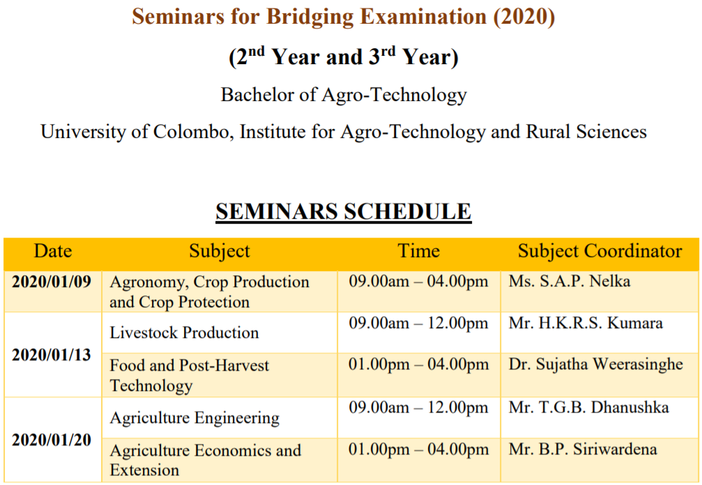 Seminars for Bridging Examination (2020) (2nd Year and 3rd Year)