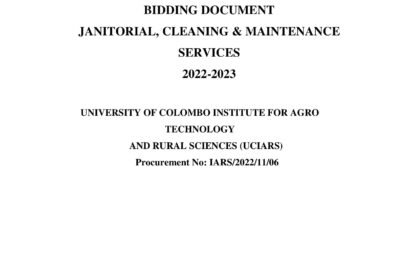 BIDDING DOCUMENT JANITORIAL, CLEANING & MAINTENANCE SERVICES 2022-2023