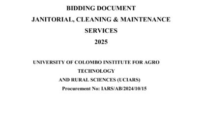 Procurement Notice  Invitation For Bids For Janitorial, Cleaning & Maintenance සනීපාරක්ෂක, පවිත්‍රතා හා නඩත්තු කටයුතු සඳහා  මිළගණන් කැඳවීම -2025