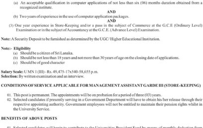Vacancy Notice – Temporary Assistant Lecturer – English