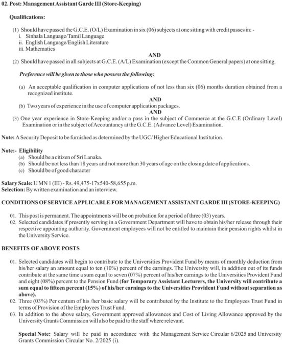 Vacancy Notice – Temporary Assistant Lecturer – English
