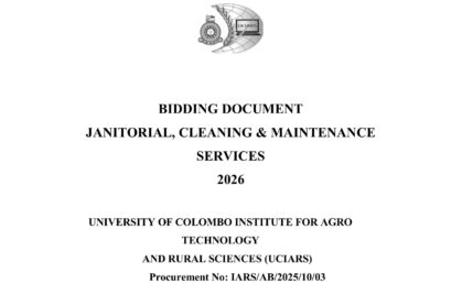 BIDDING DOCUMENT  JANITORIAL, CLEANING & MAINTENANCE  SERVICES 2025 -සනීපාරක්ෂක , පවිත්රතා හා  නඩත්තු කටයුතු සඳහා මිල ගණන් කැඳවීම 2025 BIDDING DOCUMENT  JANITORIAL, CLEANING & MAINTENANCE  SERVICES 2025 -සනීපාරක්ෂක , පවිත්රතා හා  නඩත්තු කටයුතු සඳහා මිල ගණන් කැඳවීම 2025