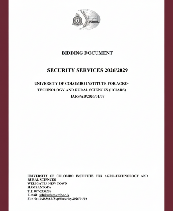 BIDDING DOCUMENT  SECURITY SERVICES – 2026/2029 ආරක්ෂක සේවා සඳහා මිල ගණන් කැඳවීම